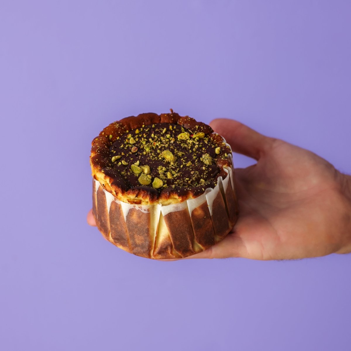4" Pistachio Basque Cheesecake with Chocolate | dbakers Sweet Studio