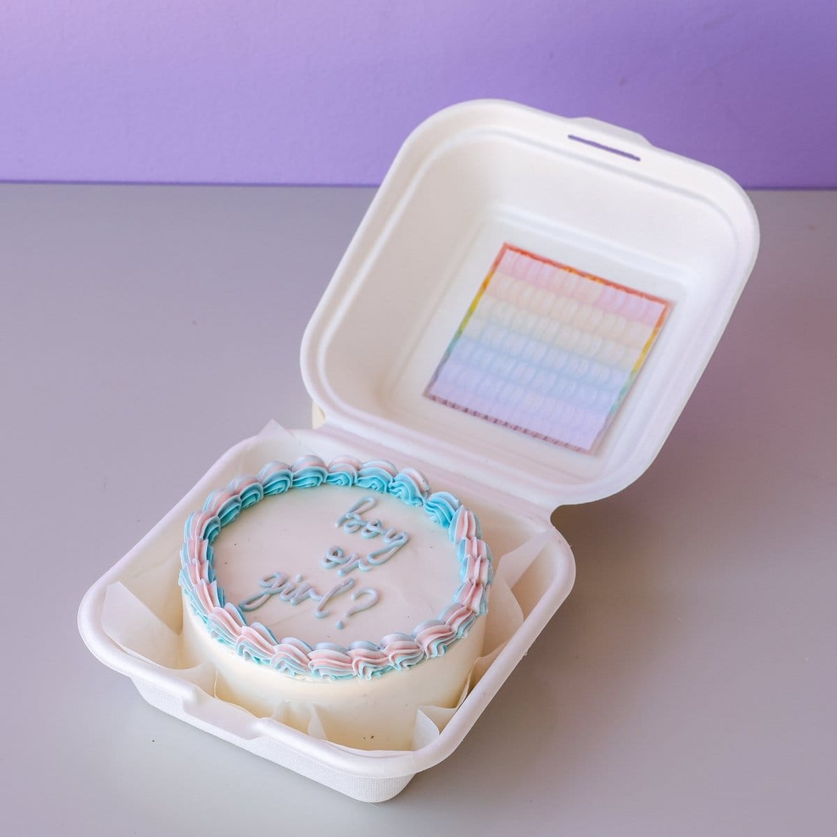 Gender Reveal Bento Cake | dbakers Sweet Studio