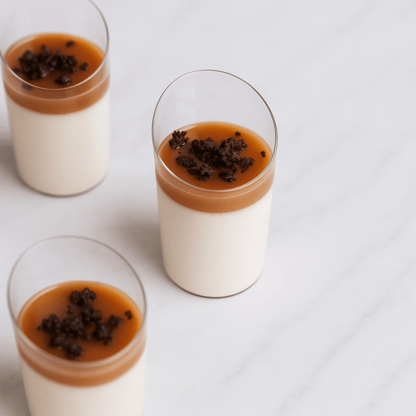 Vanilla Panna Cotta with Caramel Mini Shots (Box of 12) | dbakers Sweet Studio