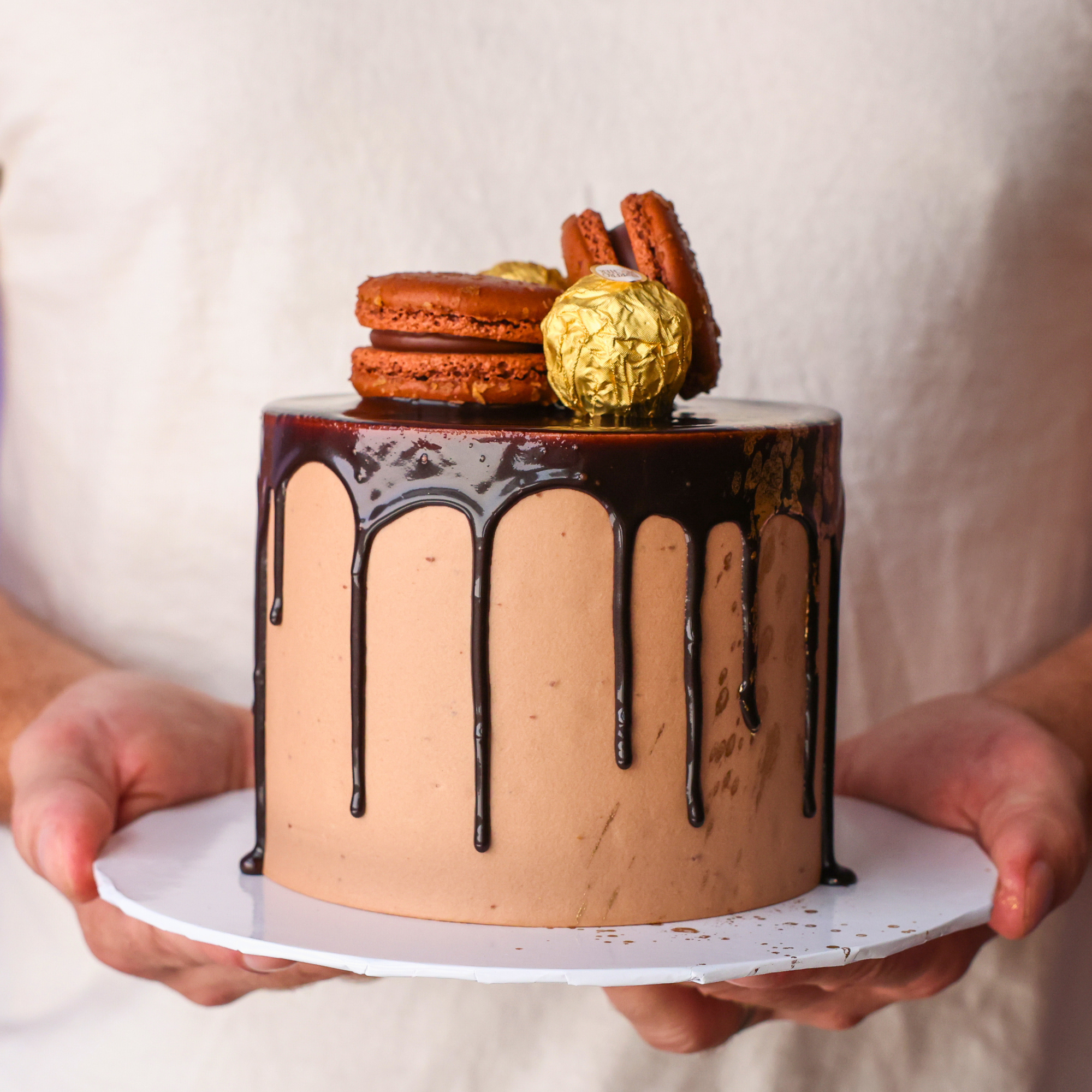 Nutella cake with nutella macarons and ferrero