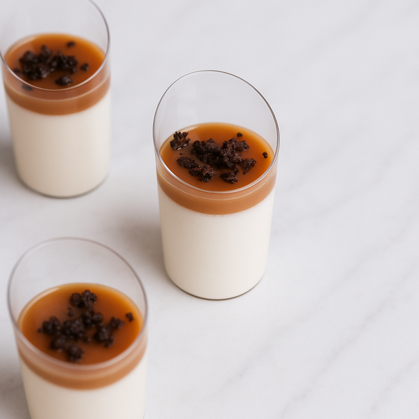 Vanilla Panna Cotta with Caramel Mini Shots (Box of 12)
