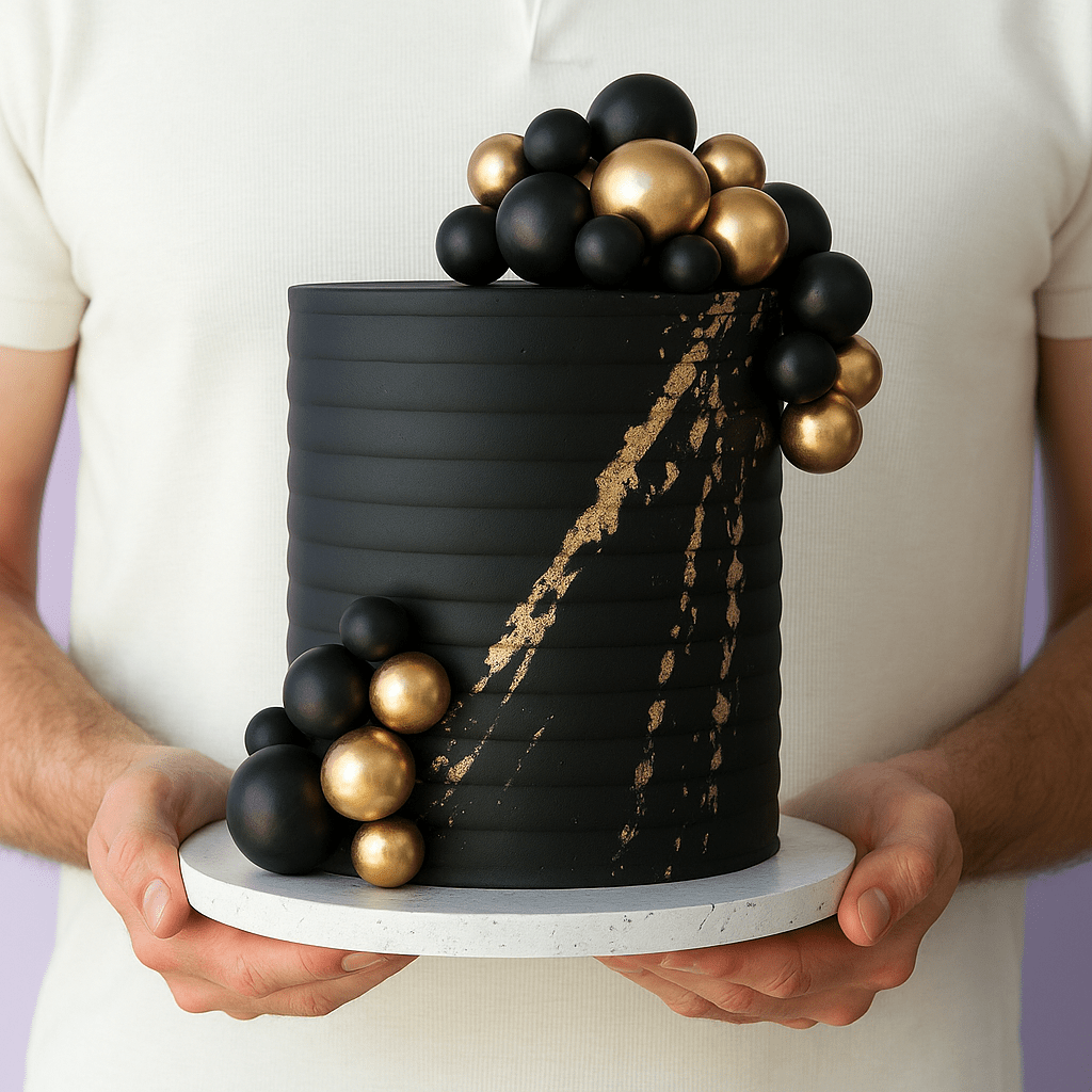 Black & Gold Cake - dbakers Miami