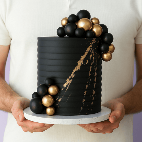 Black & Gold Cake  | dbakers Sweet Studio