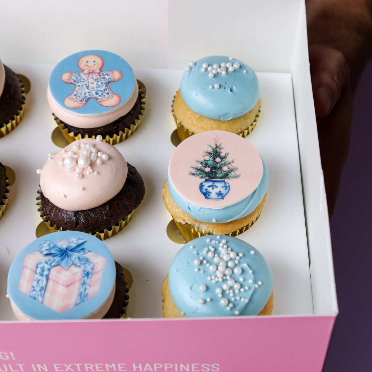 Blue and Pink Christmas Cupcakes - dbakers Miami