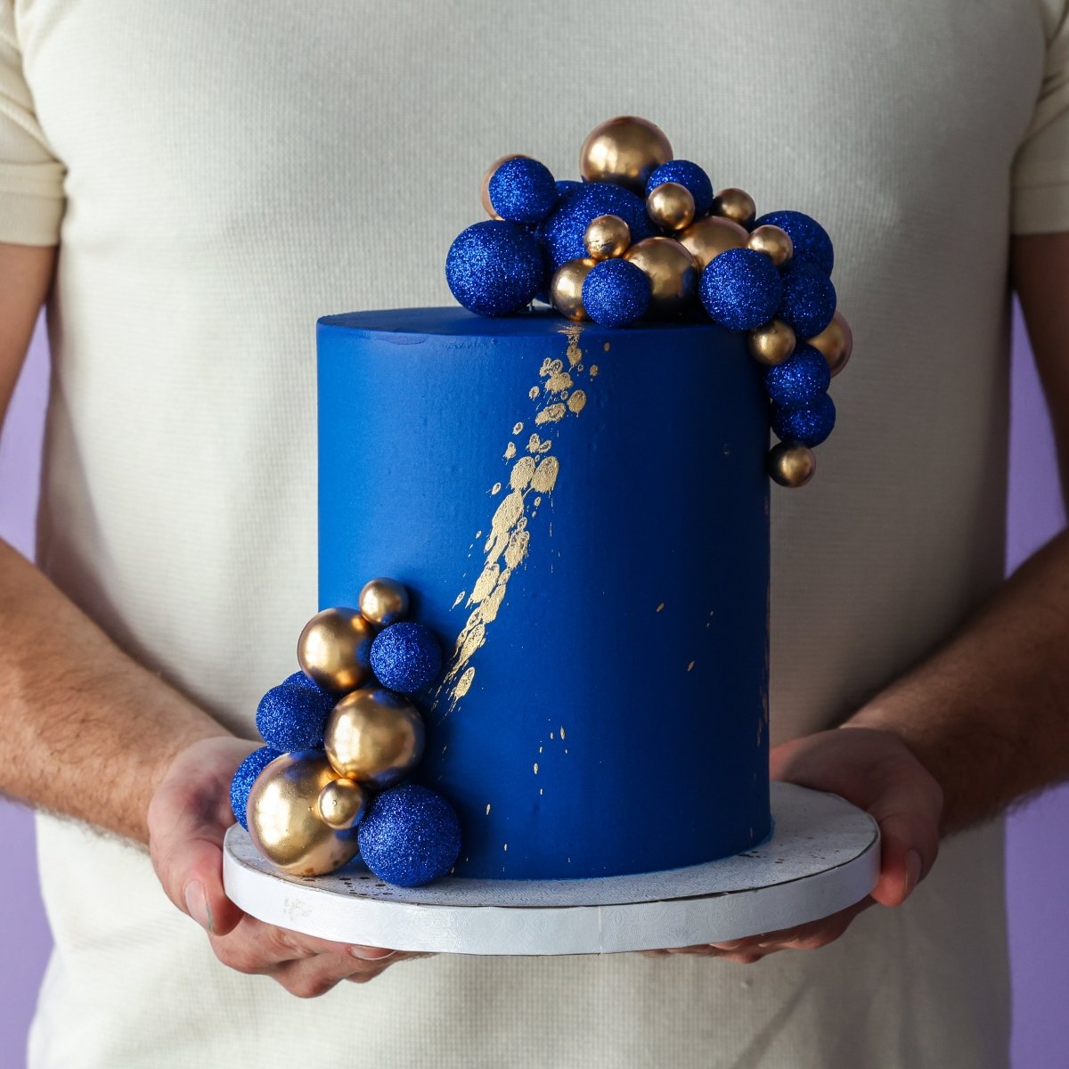 Blue & Gold Cake - dbakers Miami
