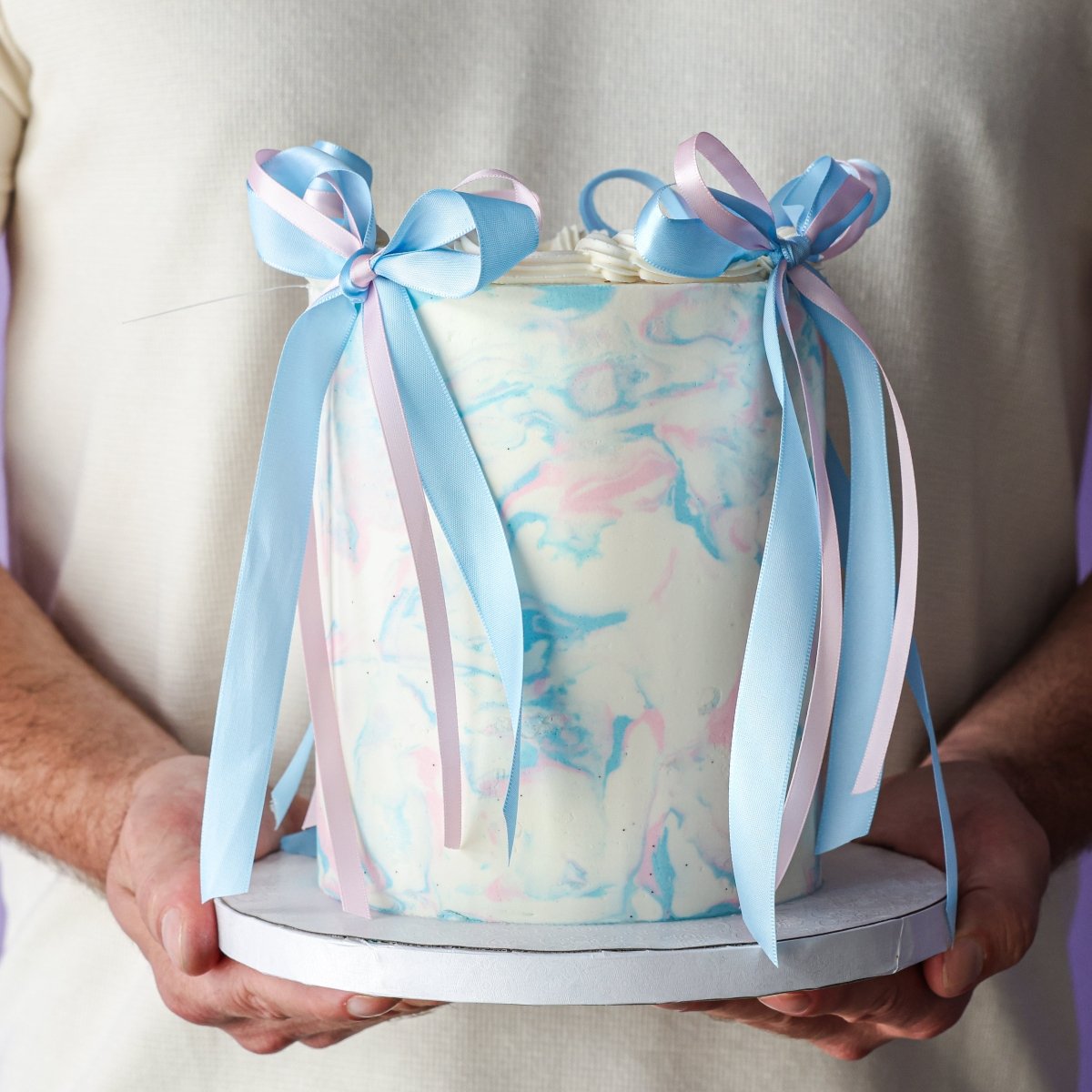 Gender Reveal Pull-Up Cake  | dbakers Sweet Studio