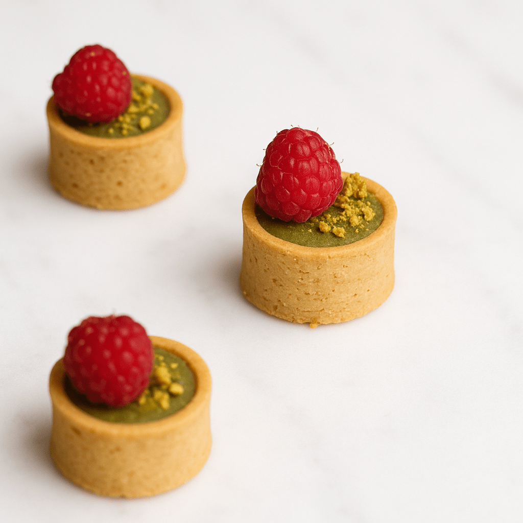 Pistachio Raspberry Mini Tarts (Box of 12)  | dbakers Sweet Studio