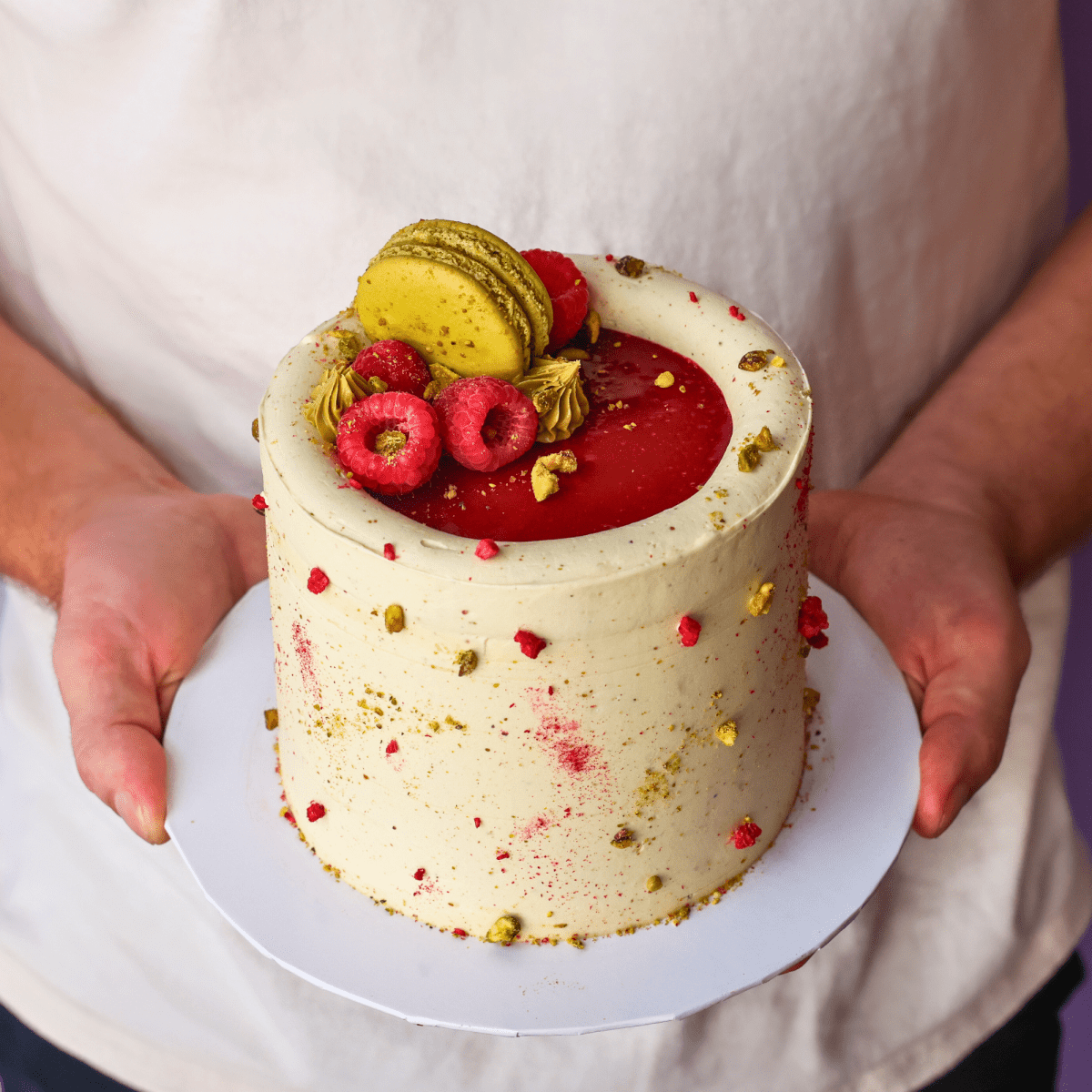Pistachio Raspberry Cake | dbakers Miami