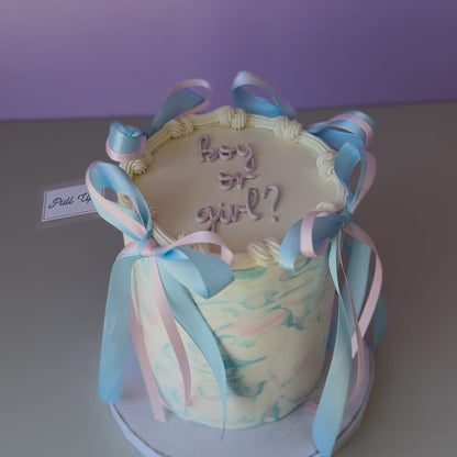 Gender Reveal Pull-Up Cake