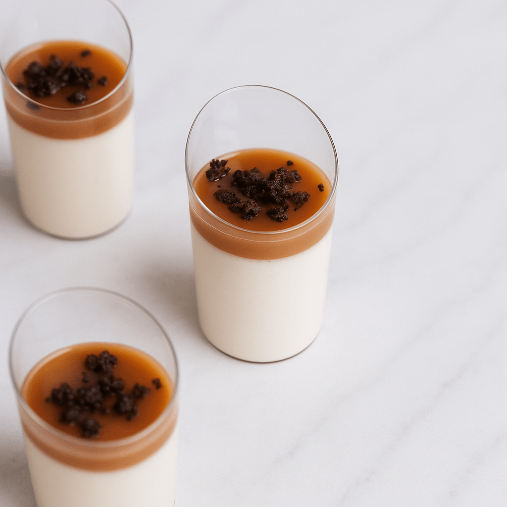 Vanilla Panna Cotta with Caramel Mini Shots (Box of 12)  | dbakers Sweet Studio